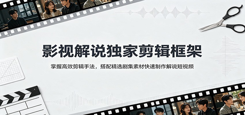 影视解说独家剪辑框架：掌握高效剪辑手法，搭配精选剧集素材快速制作解说短视频-吾爱云课堂