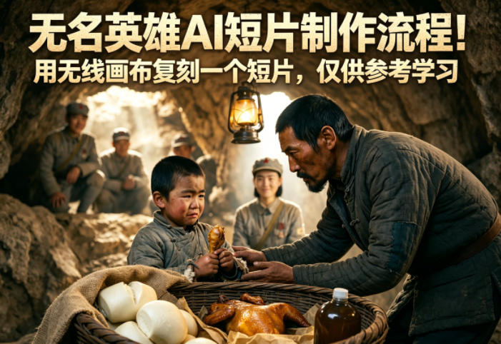 无名英雄AI短片制作流程！用无线画布复刻一个短片，仅供参考学习-吾爱云课堂
