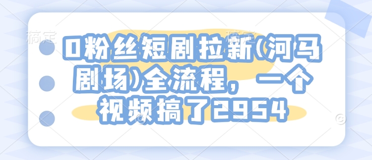 0粉丝短剧拉新(河马剧场)全流程,一个视频搞了2954-吾爱云课堂