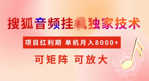 首发搜狐音频挂JI,项目红利期,可矩阵可放大,稳定月入5k【揭秘】-吾爱云课堂