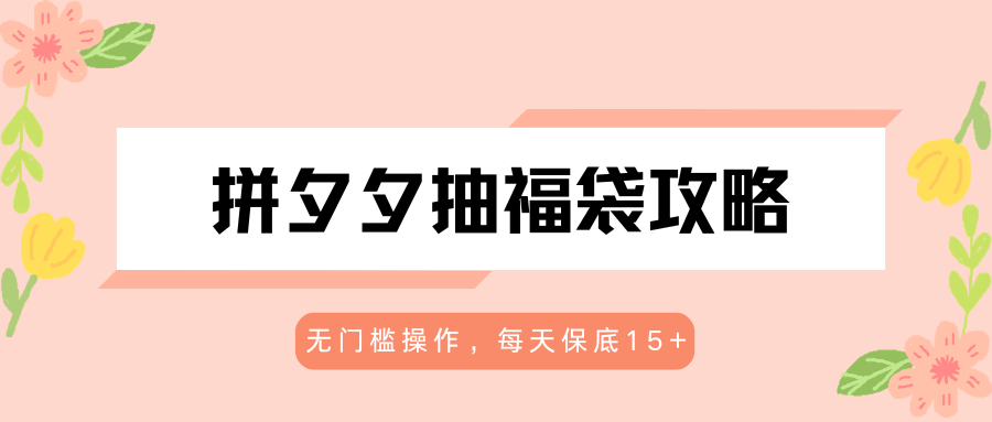 拼夕夕抽福袋攻略，无门槛操作，每天保底15+-吾爱云课堂