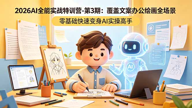 2026AI全能实战特训营-第3期：覆盖文案办公绘画全场景 零基础快速变身AI实操高手-吾爱云课堂