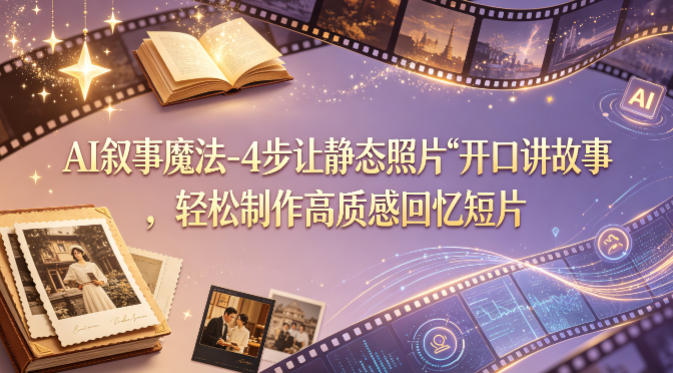 AI叙事魔法-4步让静态照片“开口讲故事”，轻松制作高质感回忆短片-吾爱云课堂