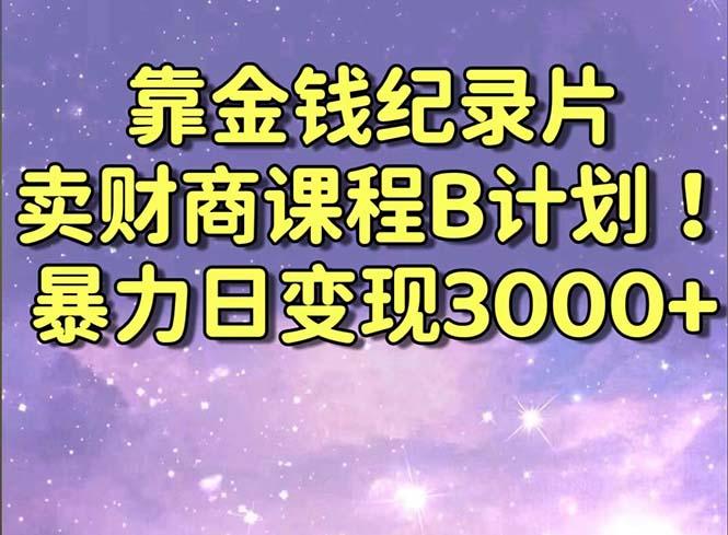 靠金钱纪录片卖财商课程B计划!暴力日变现3000+,喂饭式干货教程!-吾爱云课堂
