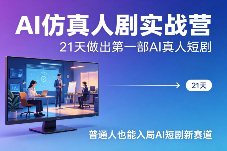 AI仿真人剧实战营，21天做出第一部AI真人短剧，普通人也能入局AI短剧新赛道-吾爱云课堂