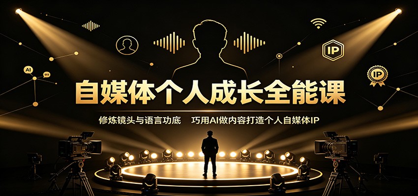 自媒体个人成长全能课：修炼镜头与语言功底，巧用AI做内容打造个人自媒体IP-吾爱云课堂