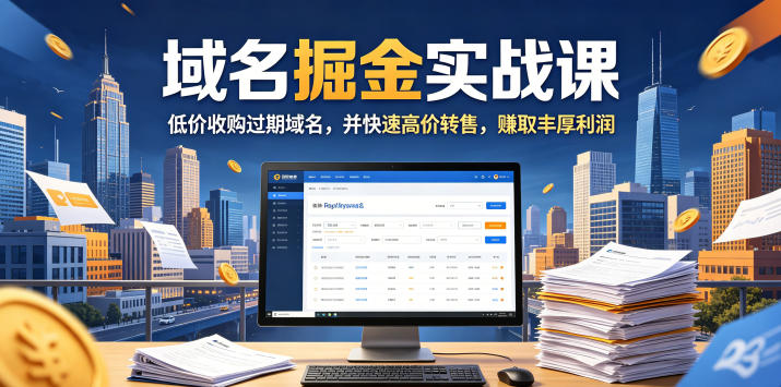 域名交易掘金实战课，低价收购过期域名，并快速高价转售，賺取丰厚利润【原创双语字幕】-吾爱云课堂