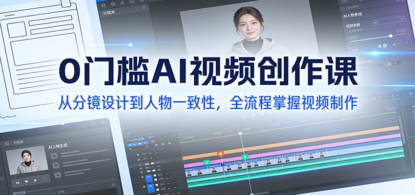 0门槛AI视频创作课：从分镜设计到人物一致性，全流程掌握视频制作-吾爱云课堂