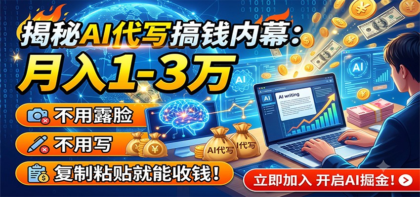 揭秘AI代写搞钱内幕:月入1-3万,不用露脸不用写,复制粘贴就能收钱!-吾爱云课堂