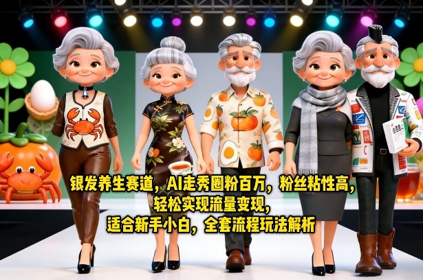 银发养生赛道，AI走秀圈粉百万，粉丝粘性高，轻松实现流量变现，适合新手小白，全套流程玩法解析-吾爱云课堂