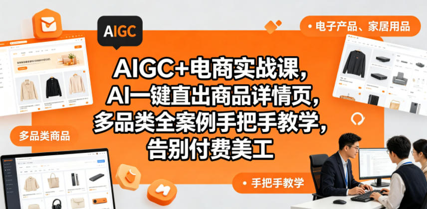 AIGC+电商实战课，AI一键直出商品详情页，多品类全案例手把手教学，告别付费美工(更新0820)-吾爱云课堂