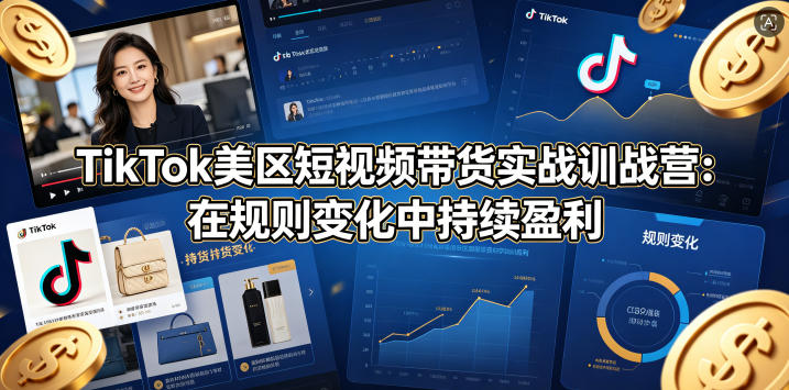 TikTok美区短视频带货实战训战营：在规则变化中持续盈利-吾爱云课堂