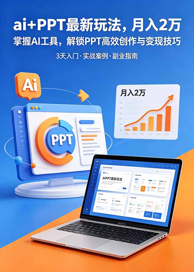 ai+PPT最新玩法，月入2万掌握AI工具，解锁PPT高效创作与变现技巧3天入门，实战案例·副业指南-吾爱云课堂
