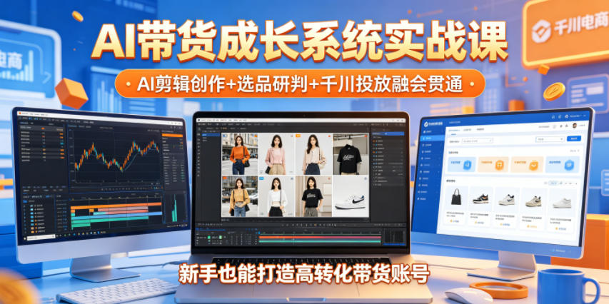 AI带货成长系统实战课，AI剪辑创作+选品研判+千川投放融会贯通，新手也能打造高转化带货账号(更新2026年)-吾爱云课堂