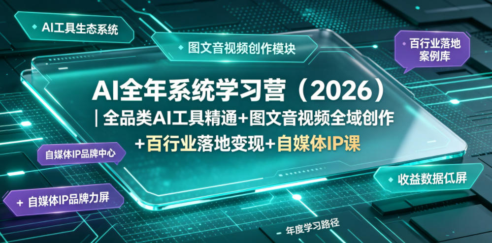 AI全年系统学习营(2026)｜全品类AI工具精通+图文音视频全域创作+百行业落地变现+自媒体IP打造年度进阶大课-吾爱云课堂