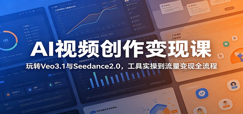 AI视频创作变现课：玩转Veo3.1与Seedance2.0，工具实操到流量变现全流程-吾爱云课堂