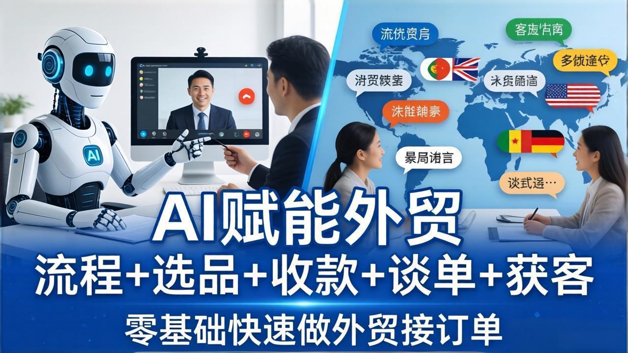 外贸+AI实战课：流程+选品+收款+谈单+获客，零基础快速做外贸接订单-吾爱云课堂