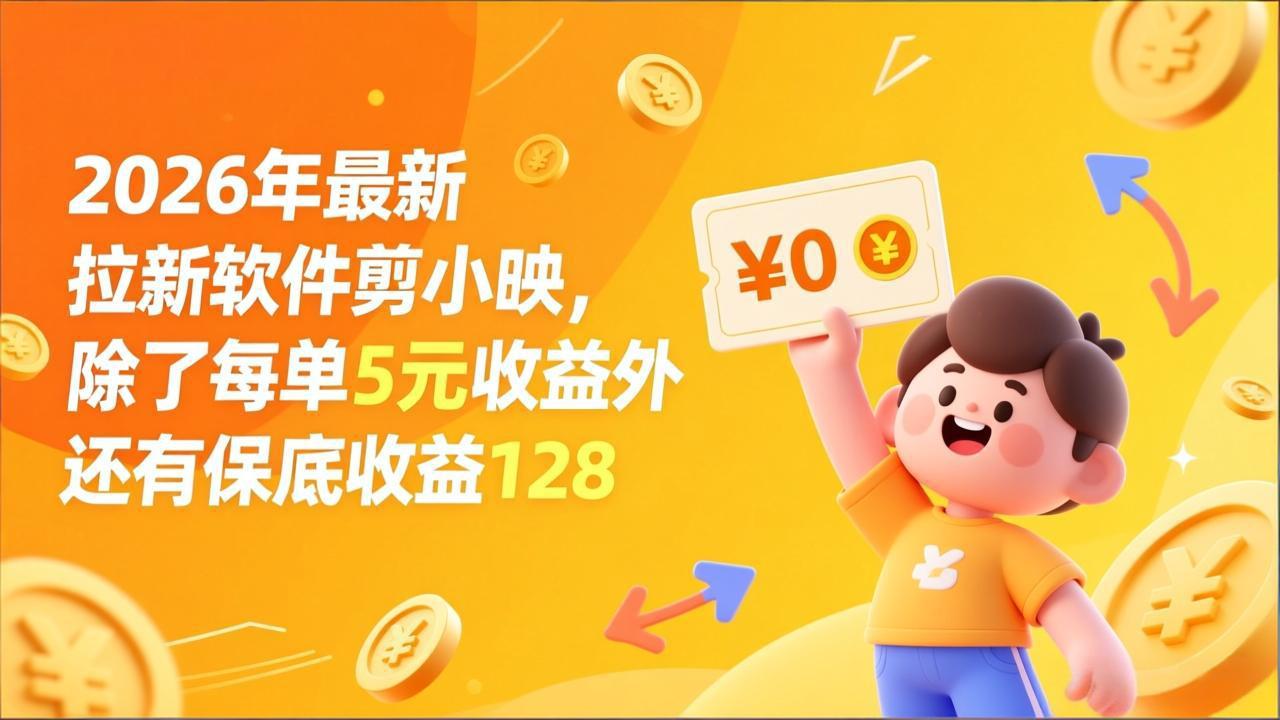 最新拉新软件剪小映，除了每单5元收益外还有保底收益128-吾爱云课堂