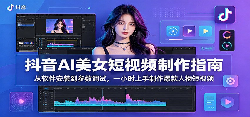 抖音AI美女短视频制作指南：从软件安装到参数调试，一小时上手制作爆款人物短视频-吾爱云课堂