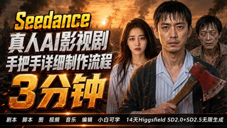 3分钟真人AI影视剧怎么做？SD 2.0手把手完整制作流程｜Higgsfield 14天SD 2.0/2.5无限生成-吾爱云课堂