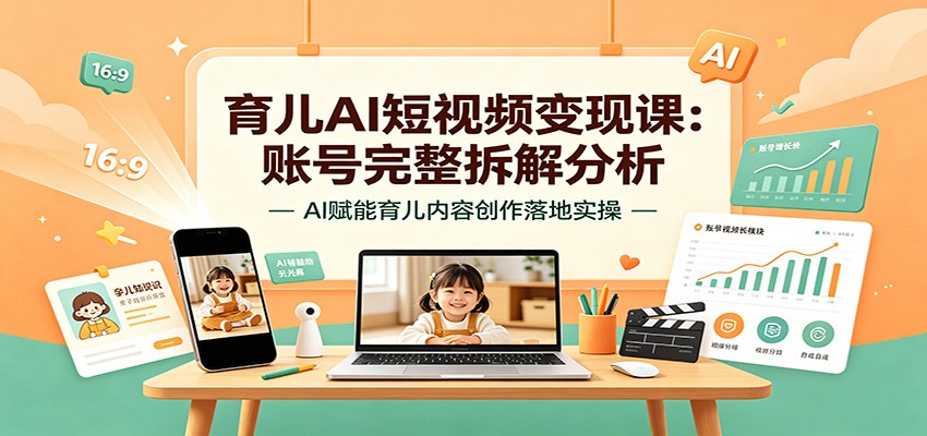 育儿AI短视频变现课:账号完整拆解分析,AI赋能育儿内容创作落地实操-吾爱云课堂
