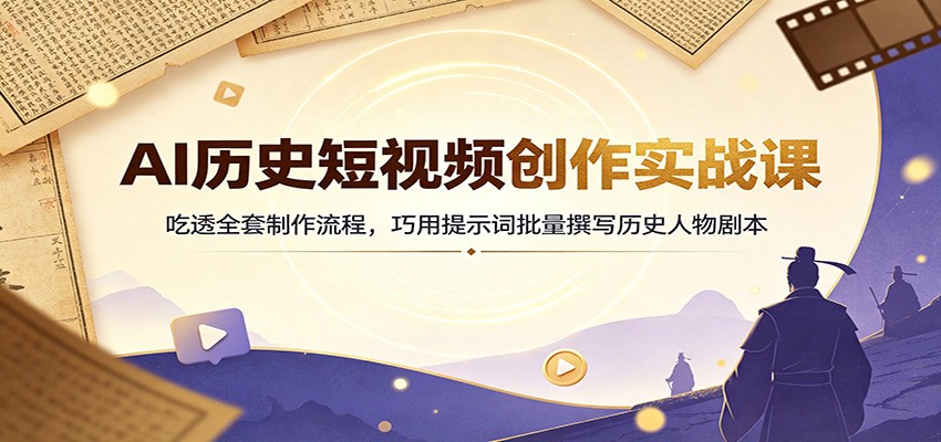 AI历史短视频创作实战课：吃透全套制作流程，巧用提示词批量撰写历史人物剧本-吾爱云课堂