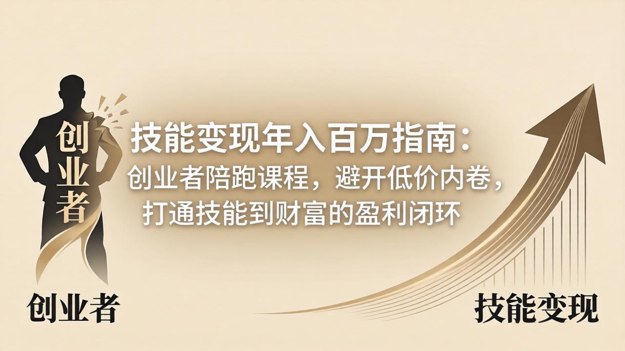 技能变现年入百万指南：创业者陪跑课程，避开低价内卷，打通技能到财富的盈利闭环-吾爱云课堂