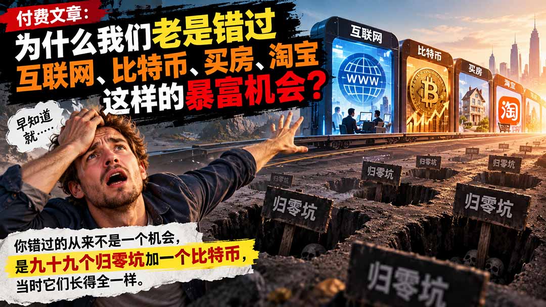 付费文章：为什么我们老是错过互联网、比特币、买 房、淘宝这样的暴富机会？-吾爱云课堂