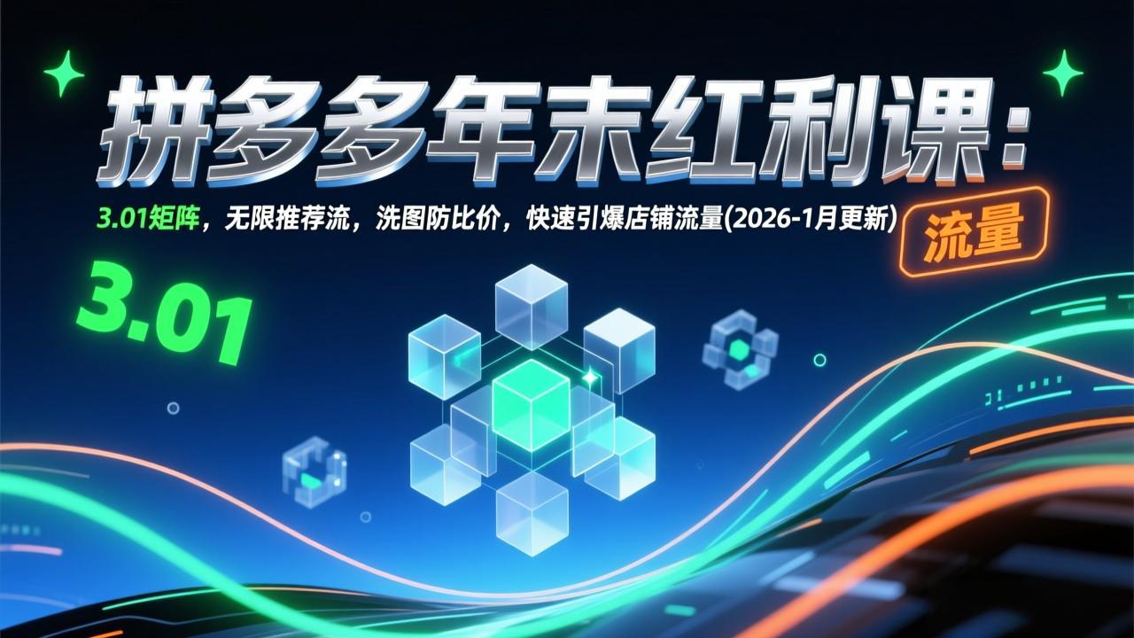 拼多多年末红利课：3.01矩阵，无限推荐流，洗图防比价，快速引爆店铺流量(2026-1月更新-吾爱云课堂