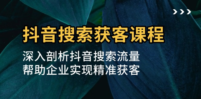 抖音搜索获客课程:深入剖析抖音搜索流量,帮助企业实现精准获客-吾爱云课堂