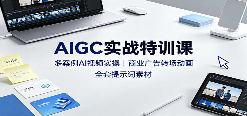 AIGC实战特训课：多案例AI视频实操，商业广告转场动画，全套提示词素材-吾爱云课堂