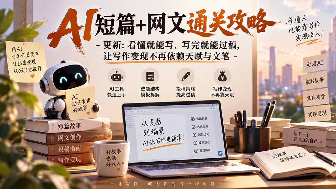AI短篇+网文通关攻略-更新0921：看懂就能写、写完就能过稿，让写作变现不再依赖天赋与文笔-吾爱云课堂