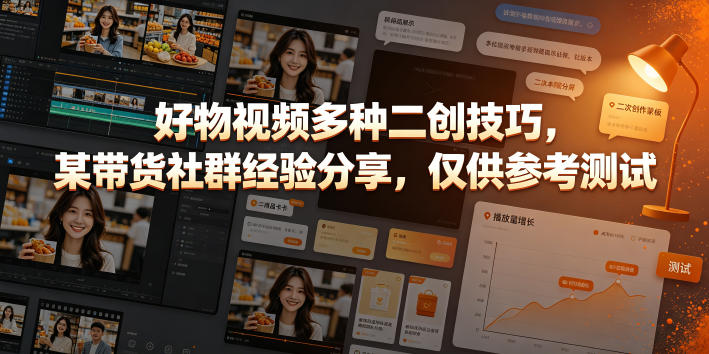 好物视频多种二创技巧，某带货社群经验分享，仅供参考测试-吾爱云课堂