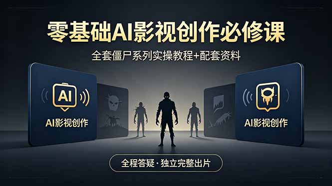 零基础AI影视创作必修课，全套僵尸系列实操教程加配套资料，全程答疑带你独立完整出片-吾爱云课堂