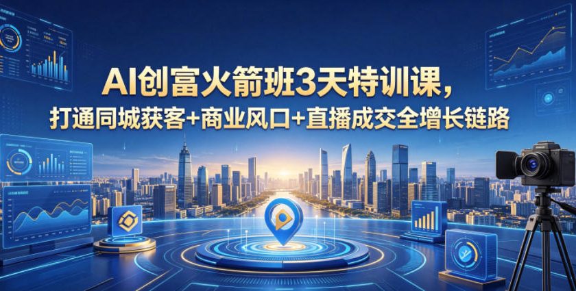 AI创富火箭班3天特训课，打通同城获客+商业风口+直播成交全增长链路，2026年4月新课-吾爱云课堂