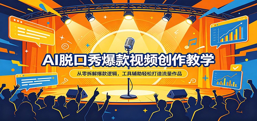 AI脱口秀爆款视频创作教学：从零拆解爆款逻辑，工具辅助轻松打造流量作品-吾爱云课堂