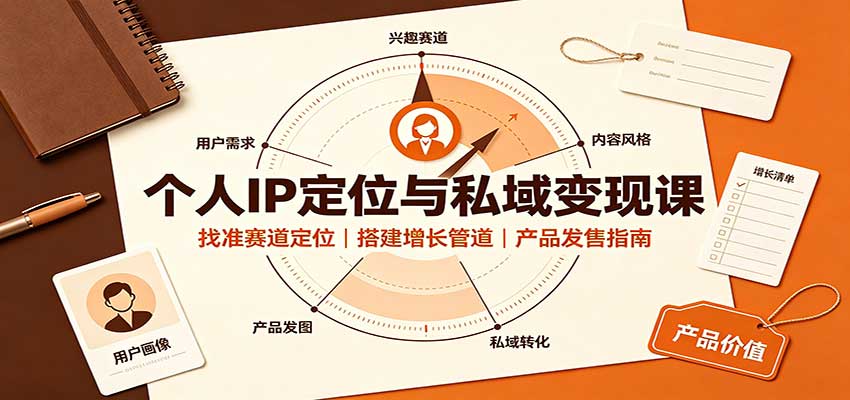 个人IP定位与私域变现课：找准赛道定位，搭建增长管道，产品发售指南-吾爱云课堂