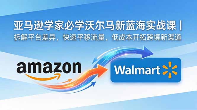 亚马逊卖家必学沃尔玛新蓝海实战课｜拆解平台差异，快速平移流量，低成本开拓跨境新渠道-吾爱云课堂