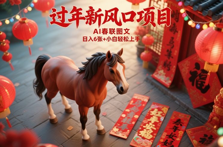 过年新风口项目，用ai春联图文，日入6张+小白轻松上手【揭秘】-吾爱云课堂