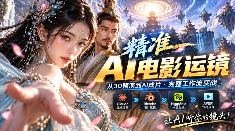 AI视频终于能精准运镜了！Claude+Blender+Higgsfield免费插件实测-吾爱云课堂