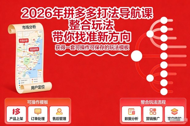 2026年拼多多打法导航课，整合玩法，带你找准新方向，获得一套可操作可保存的玩法模板-吾爱云课堂