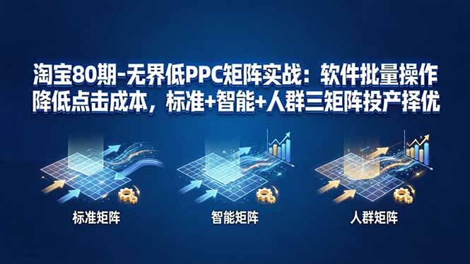 淘宝80期-无界低PPC矩阵实战：软件批量操作降低点击成本，标准+智能+人群三矩阵投产择优-吾爱云课堂