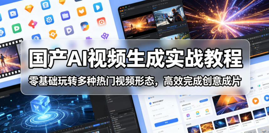 国产AI视频生成实战教程，零基础玩转多种热门视频形态，高效完成创意成片-吾爱云课堂