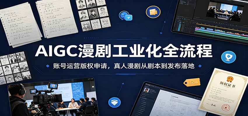 AIGC漫剧工业化全流程：账号运营版权申请，真人漫剧从剧本到发布落地-吾爱云课堂