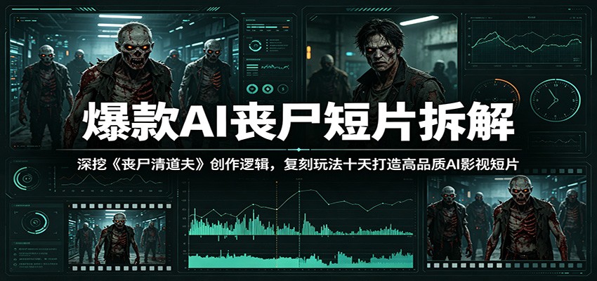 爆款AI丧尸短片拆解：深挖《丧尸清道夫》创作逻辑，复刻玩法快速打造高品质AI影视短片-吾爱云课堂