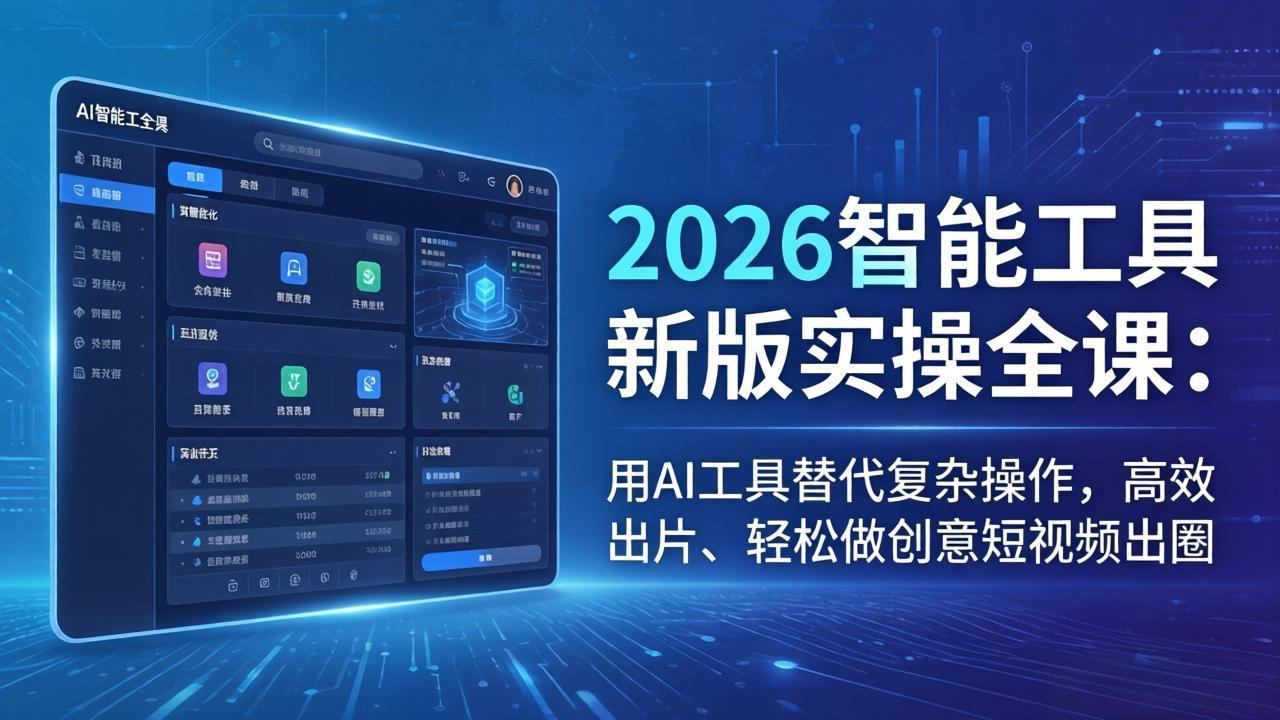 2026智能工具新版实操全课：用AI工具替代复杂操作，高效出片、轻松做创意短视频出圈-吾爱云课堂