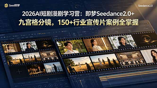 2026AI短剧漫剧学习营：即梦Seedance2.0+九宫格分镜，150+行业宣传片案例全掌握-吾爱云课堂