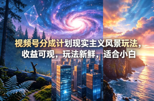 视频号分成计划现实主义风景玩法，收益可观，玩法新鲜，适合小白-吾爱云课堂