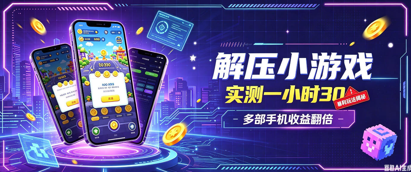 小游戏全流程玩法，实测一小时搞30，简单无脑解压，当天做当天就能看到进账，直接冲就行【揭秘】-吾爱云课堂