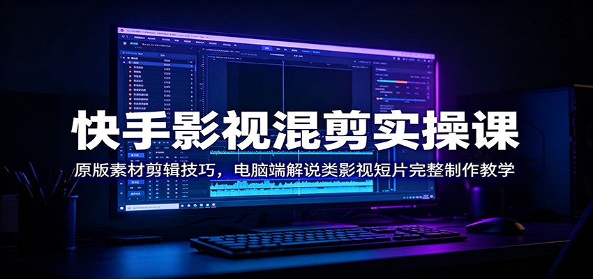 快手影视混剪实操课:原版素材剪辑技巧,电脑端解说类影视短片完整制作教学-吾爱云课堂